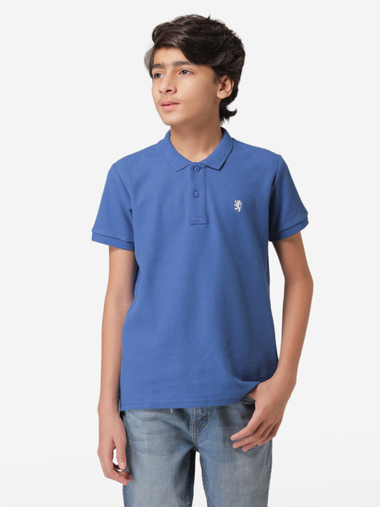 RedTape Boy's Royal blue Collared T-Shirt