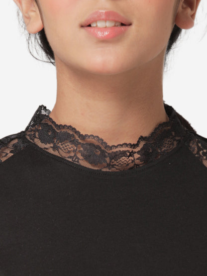 Mode By RedTape Girl's Black Round Neck T-Shirt
