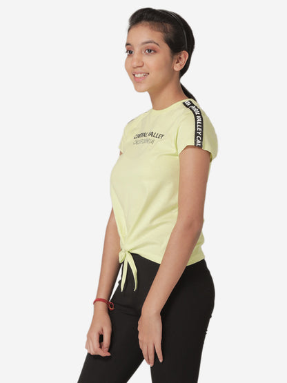Mode By RedTape Girl's Neon green Round Neck T-Shirt