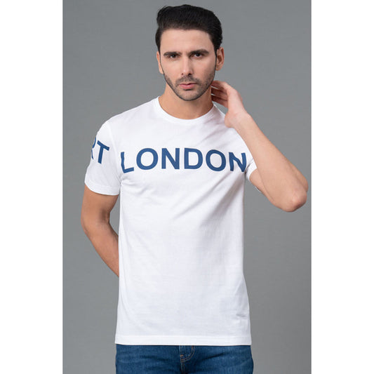 RedTape Men Casual Round Neck White T-Shirt | Round Neck Half Sleeve T-Shirt | Graphic  Printed Cotton T-Shirt