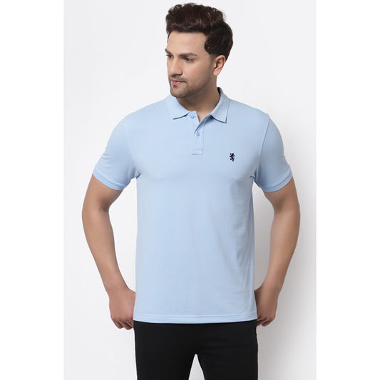 RedTape Men's Powder Blue Polo Neck T-Shirt