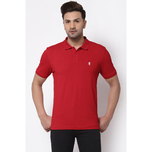 RedTape Men's Red Polo Neck T-Shirt
