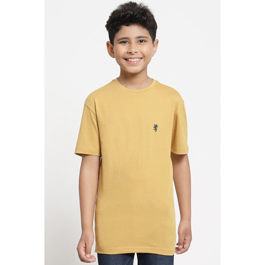 RedTape Boys Khaki Solid T-Shirt