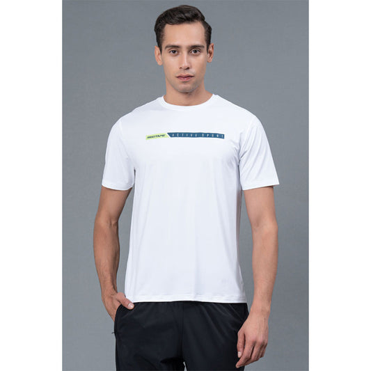 RedTape White Men's T-Shirt | Graphic Print Half Sleeves T-Shirt | Regular Nylon T-Shirt