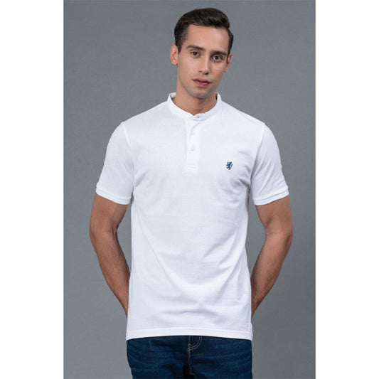 RedTape White Blue Men's Henley T-Shirt | Casual Cotton T-Shirt | Half Sleeves Henley T-Shirt