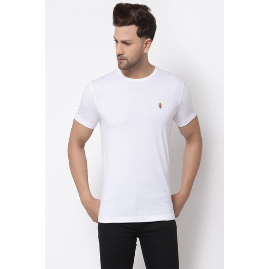 RedTape White Solid Pure Cotton Men's T-Shirt
