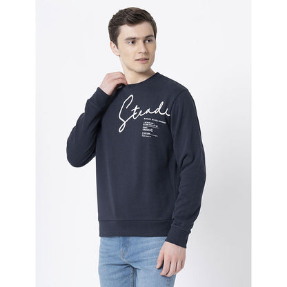 RedTape Comfy Navy Round Neck Sweatshirt For Men | Full Sleeve and Graphic Print