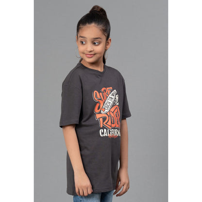 RedTape Unisex Kids T-Shirt- Best in Comfort| Cotton| Space Grey Colour| Round Neck| Regular Look
