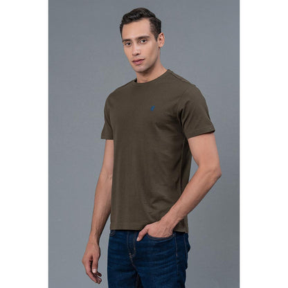 RedTape Dark Olive  Men's T-Shirt | Half Sleeves T-Shirt | Casual Cotton T-Shirt