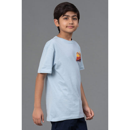 RedTape Unisex Kids T-Shirt- Best in Comfort| Cotton| Ice Blue Colour| Regular look| Round Neck pattern