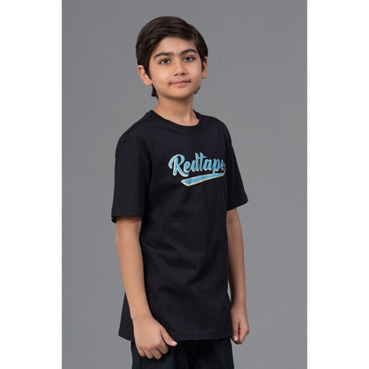 RedTape Kids Unisex T-Shirt- Best in Comfort| Cotton| Black Colour| Round Neck| Regular Fit