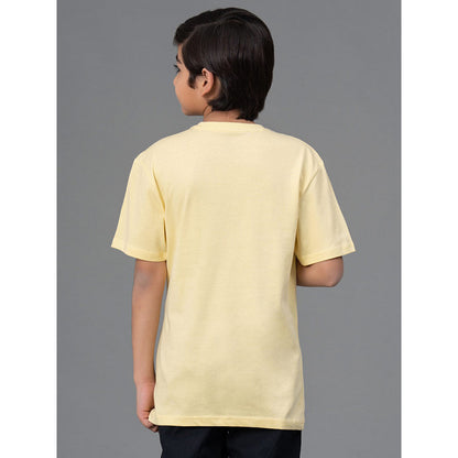 RedTape Kids Unisex T-Shirt- Best in Comfort and ease| Cotton| Light Yellow Colour | Round Neck| Casual look with chest print.