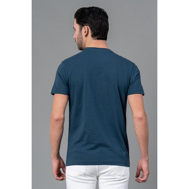 RedTape Mens Casual Round Neck Deep Blue T-Shirt | Breathable Cotton Half Sleeve T-Shirt | Printed Cotton T-Shirt