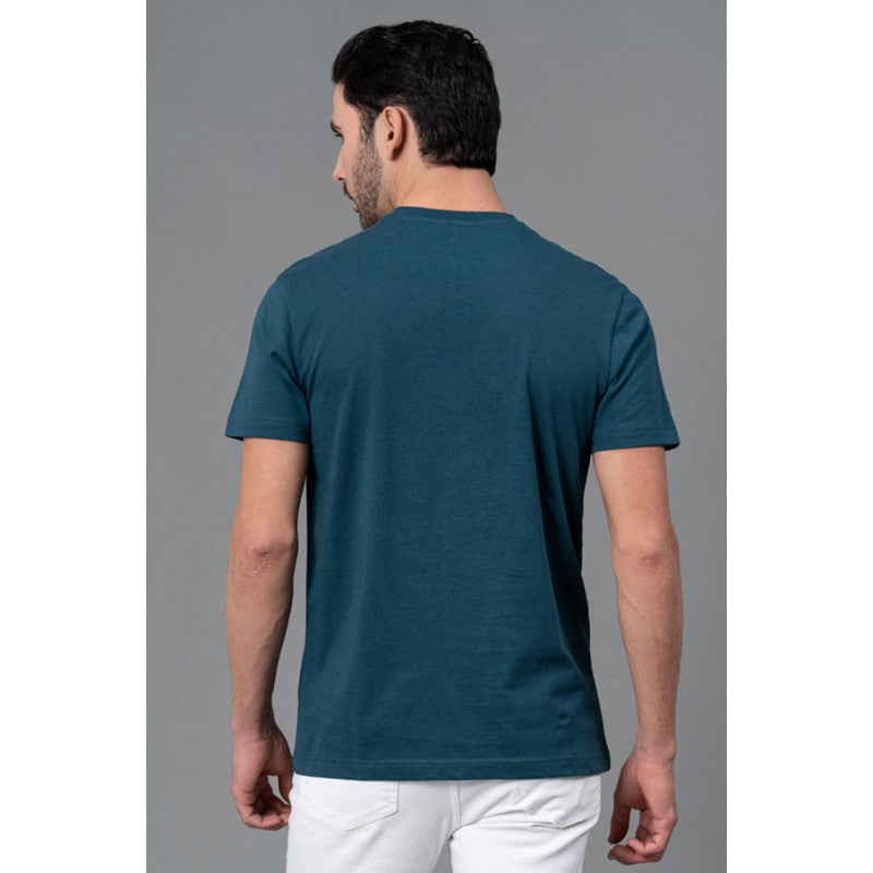 RedTape Mens Casual Round Neck Teal T-Shirt | Breathable Cotton Half Sleeve T-Shirt | Printed Cotton T-Shirt
