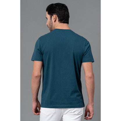 RedTape Mens Casual Round Neck Teal T-Shirt | Breathable Cotton Half Sleeve T-Shirt | Printed Cotton T-Shirt