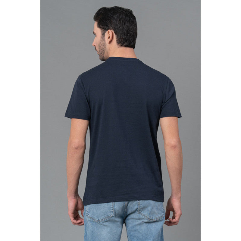 RedTape Mens Round Neck Navy T-Shirt | Half Sleeve T-Shirt | Printed Cotton T-Shirt