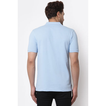 RedTape Men's Powder Blue Polo Neck T-Shirt
