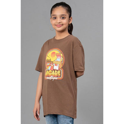 RedTape Unisex Kids T-Shirt- Best in Comfort| Cotton| Mid-Brown Colour| Round Neck| Regular Look