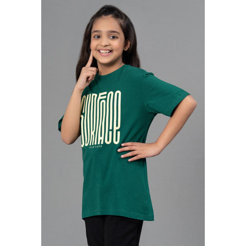 RedTape Unisex Kids T-Shirt- Best in Comfort| Cotton| Bright Green Colour| Round Neck| Regular Look