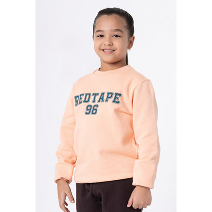 RedTape Kids Unisex Bright Peach Printed Sweatshirt