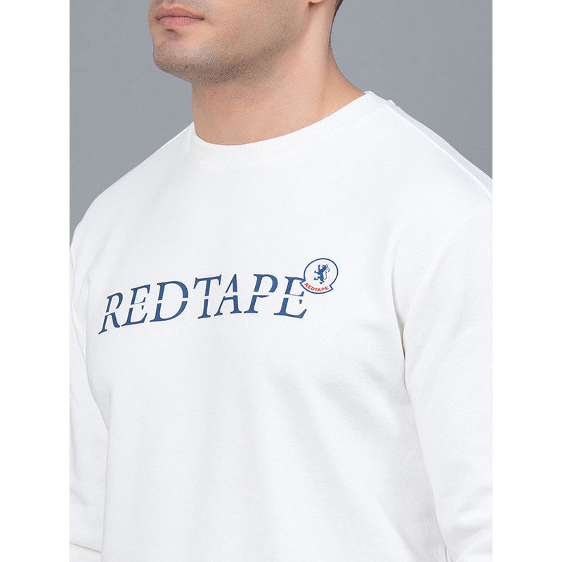 RedTape Off White Graphic Print Cotton Poly Fleece Men's Sweatshirt | Winter Sweatshirt | Warm & Cozy
