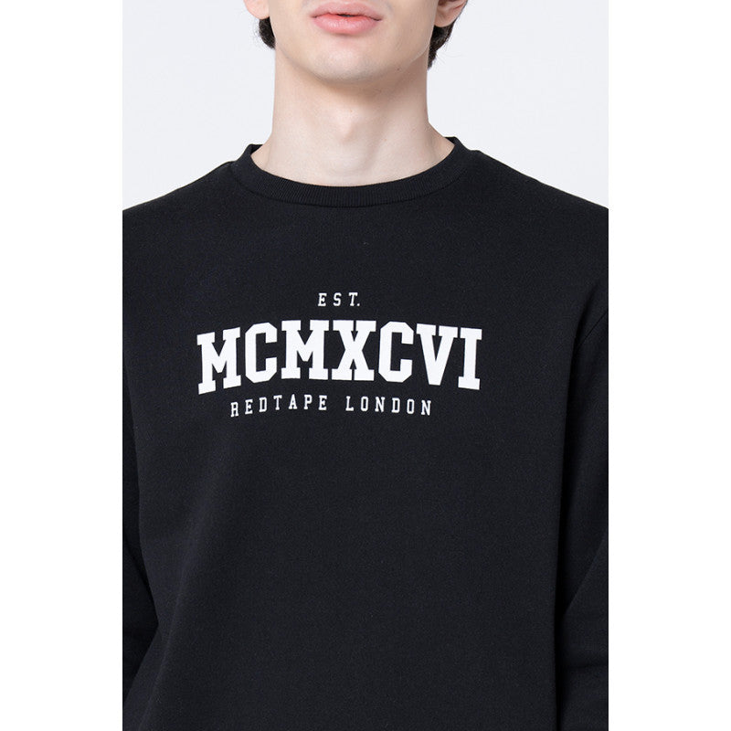 RedTape Men's Black Printed Sweatshirt