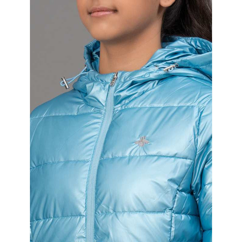 Mode By RedTape Metallic Blue Jacket for Girls | Warm and Comfortable
