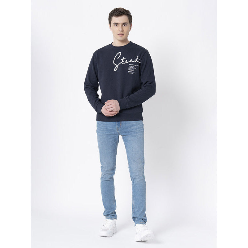 RedTape Comfy Navy Round Neck Sweatshirt For Men | Full Sleeve and Graphic Print