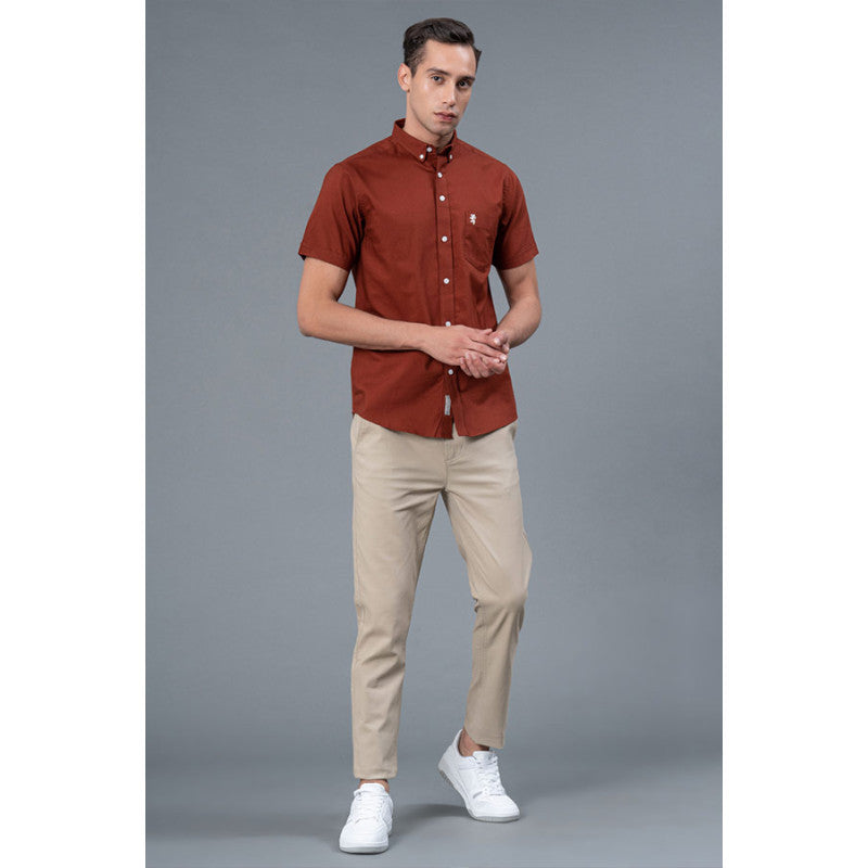 RedTape Men's Casual Rust Color Shirt  | Solid Casual Shirt | Cotton Comfortable Shirt for Men