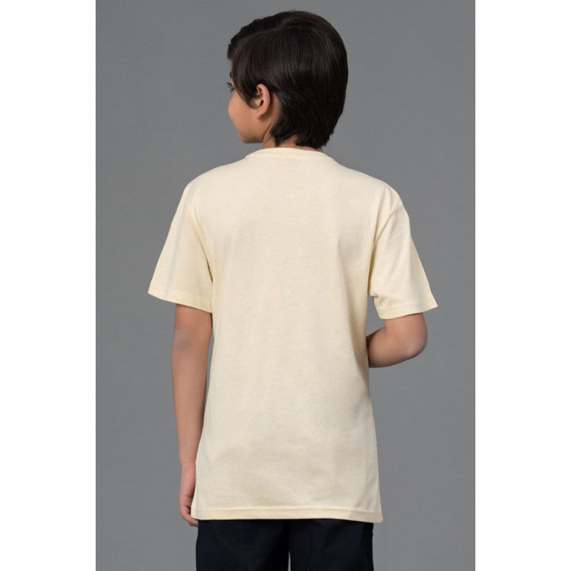 RedTape Unisex T-Shirt for Kids- Best in Comfort| Cotton| Pale Yellow Colour| Round Neck| Casual Look