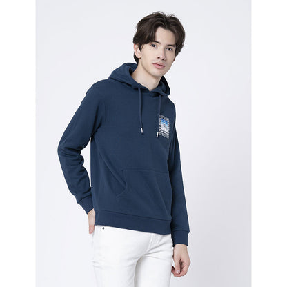 RedTape Men's Slate Blue Graphic Print Hoodie | Comfortable with Stylish Design