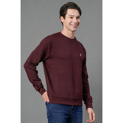 RedTape Men's Maroon Melange Solid Sweatshirt