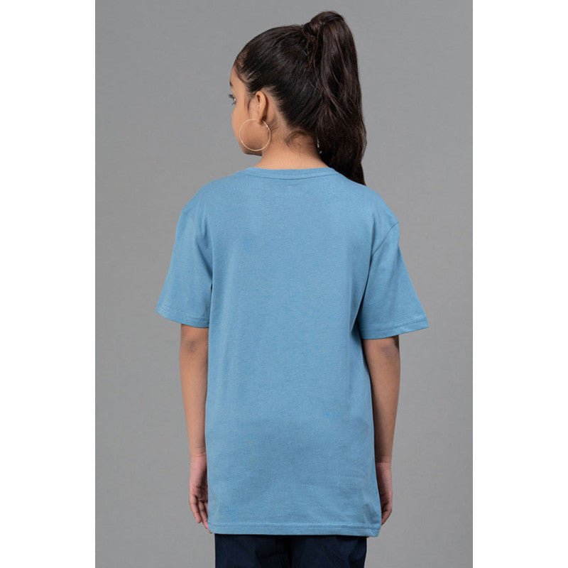 RedTape Unisex Kids T-Shirt- Best in Comfort| Cotton| Steel Blue Colour| Regular look| Round Neck|
