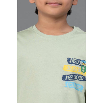 RedTape Unisex T-Shirt for Kids- Best in Comfort| Cotton| Light Green Colour| Round Neck| Casual Look