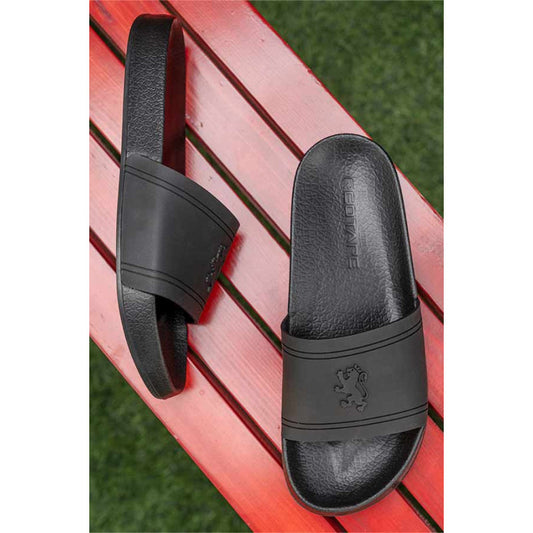RedTape Casual Sliders for Men's - Comfortable Black Slip-On Casual Sliders for Men's