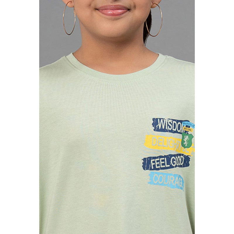 RedTape Unisex T-Shirt for Kids- Best in Comfort| Cotton| Light Green Colour| Round Neck| Casual Look