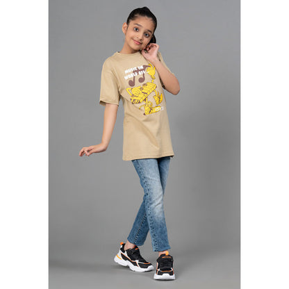 RedTape Unisex Kids T-Shirt- Best in Comfort| Cotton| Pale Olive Colour| Round Neck| Casual Look