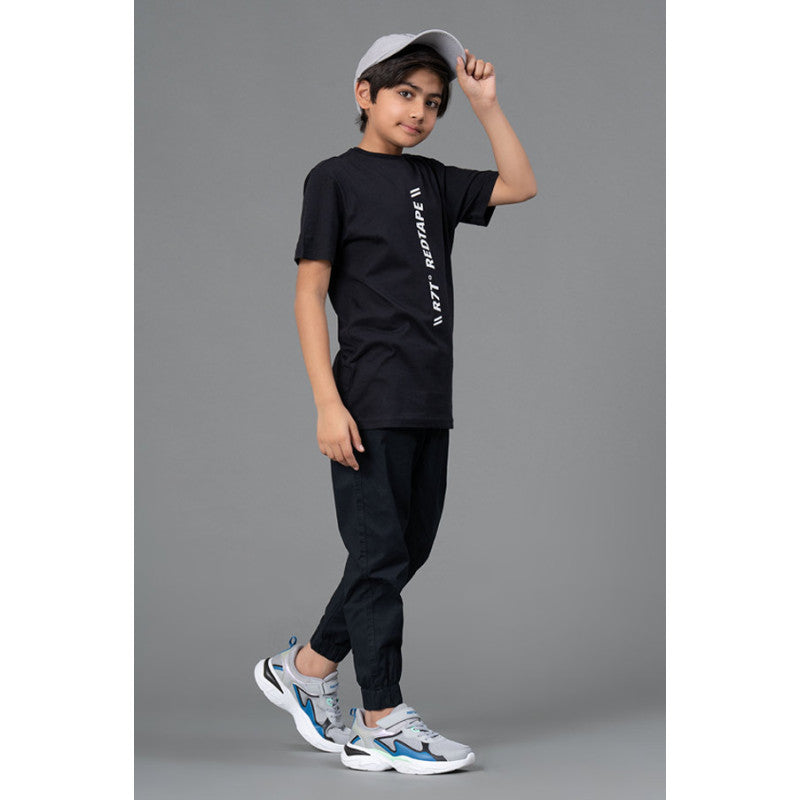 RedTape Unisex Kids T-Shirt- Best in Comfort| Cotton| Black Colour| Round Neck| Casual Look