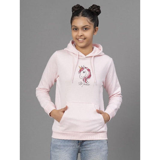 Mode By RedTape Light Pink Hoodie for Girls | Warm and Comfortable