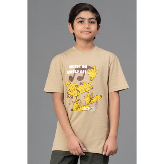 RedTape Unisex Kids T-Shirt- Best in Comfort| Cotton| Pale Olive Colour| Round Neck| Casual Look
