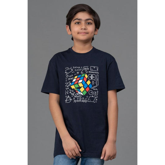 RedTape Unisex Kids T-Shirt- Best in Comfort| Cotton| Navy Colour| Round Neck| Casual Look