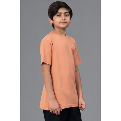 RedTape Unisex Kids T-Shirt- Best in Comfort| Cotton| Light Orange Colour| Regular look| Round Neck|