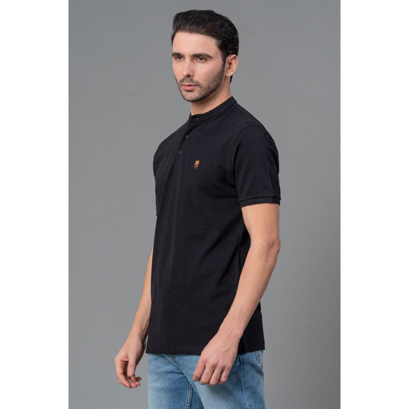 RedTape Cotton T-Shirt for Men | Casual Half Sleeve T-Shirt | Henley Neck Printed Cotton T-Shirt